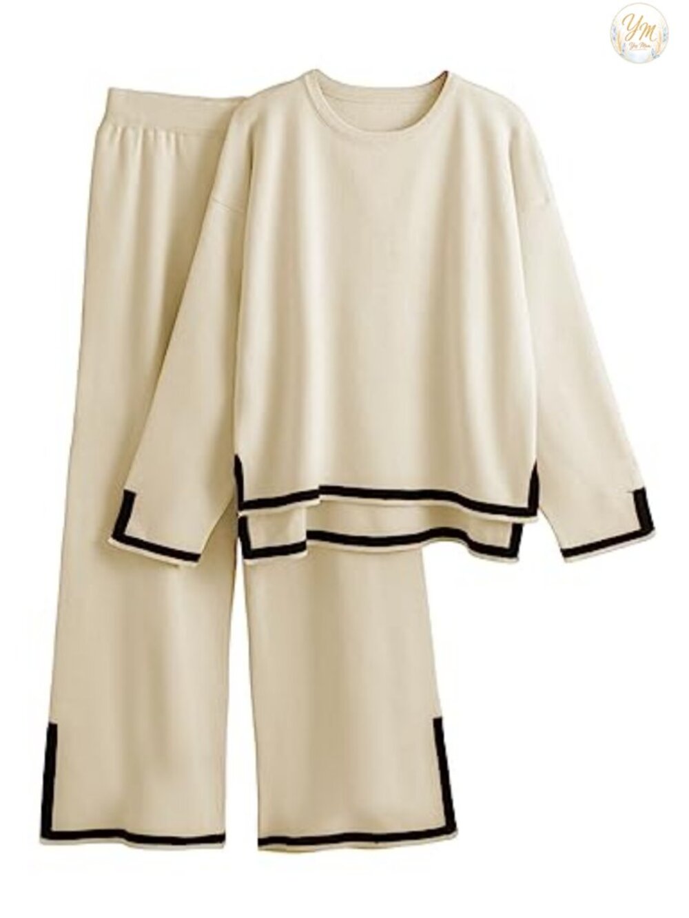 2 Piece Knit Sweater Lounge Set Wide Leg Pants Tracksuit